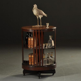 Antieke kast / Ronde mahonie boekenmolen  ca. 1900 draaibaar en op wieltjes (No.501301)