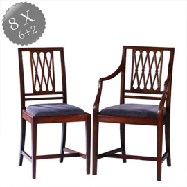 Stel van 8 antieke stoelen ca 1890 2 met armleuningen incl. herstoffering naar wens (No.231605)