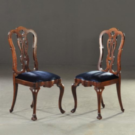 Antieke stoelen / stel van 6 mahonie Chippendale stoelen ca. 1915 bekleding naar wens (No.212244)