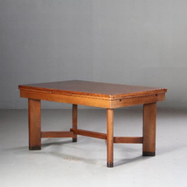 Antieke tafel / 2,5m lange Art Deco / Haagse School  uittrektafel tot 10 personen (No.723049)