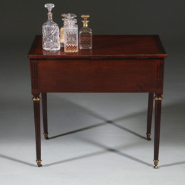 Hollandse Lodewijk XVI wandtafel als schenktafel in mahonie met verguld messing (No.260665)
