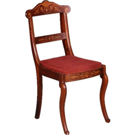 Antieke stoelen / Stel van 4 prachtig ingelegde Palissander Eetkamerstoelen ca. 1880 Engeland. (No.540342)
