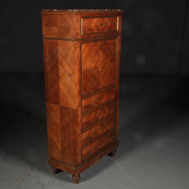 Antieke bureaus / Feestelijk ingelegde klepsecretaire ca. 1900 bloemmahonie aan drie zijde (No.521366)