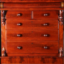 Antieke kast / Zeer hoge ladenkast 2,2 m hg / chest on chest / tallboy ca. 1850 mahonie (No.542446)