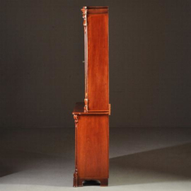 Antieke kast /  boekenkast / servieskast in mahonie met bloemmahonie ca. 1875 (No.231411)