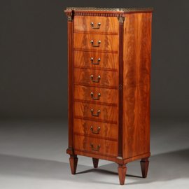 Hoge smalle ladenkast Chiffoniere met 8 laden en wellington-sluiting ca 1880 (No.962605)