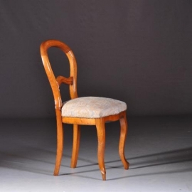 Antieke stoelen / 6 blonde beuken Willem III stoelen ca. 1875 incl nieuwe bekleding naar wens (No.871547)