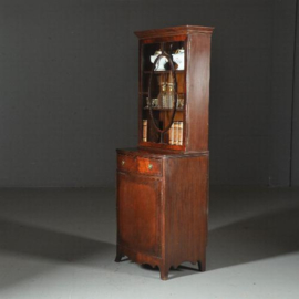 Antieke kast / Engelse boekenkast  / servieskast donker mahonie ca. 1920 ondiepere bovenkast (No.522353)