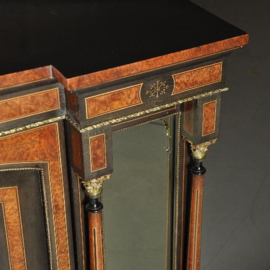 Antieke kast / Victoriaanse credenza ca. 1870 in ebben- en notenhout en spiegelpanelen (No.450216)