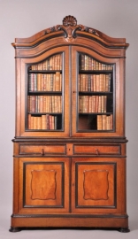 Antieke kast /  Franse servieskast / Boekenkast in notenhout met zwart ca. 1885 (No.86569)