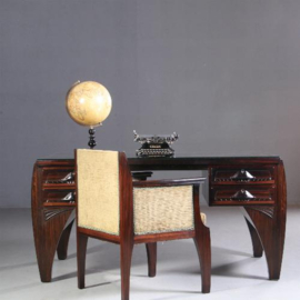 Antieke bureaus / Groot Coromandel bureau met bureaustoel Art Deco ca. 1910 (No.702548)