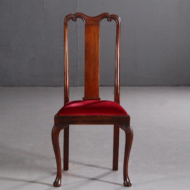 Antieke stoelen / Stel van 8 Engelse mahonie eetkamerstoelen ca. 1920 incl. nieuwe bekleding naar wens (No.711621)