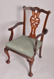 Antieke armstoel / bureaustoel in chippendale stijl ca. 1890 (No.463599)