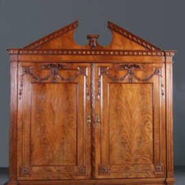 Antieke kast / Hollands blond bloemmahonie Louis Seize kabinet ca. 1795 (No.652657)