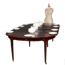 Antieke tafel /  Coulissetafel mét 2 laden, ca. 1800 uitschuifbaar  met 4 bladen tot 2,74  - meer in overleg(No.750843)