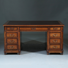 Doorleefd Frans mahonie partnerbureau  ca 1860 met 16 laden en twee uittrekbladen(No.960730)