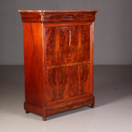 Antieke bureaus / Mahonie met palissander secretaire ca. 1840 met geheime vakjes en fraai leer (No.541750)