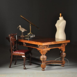 Antieke tafel / Eetkamertafel / Rentmeesterstafel verbluffend fraaie 3.5 m lange palissander trektafel ca. 1700 met veel ebben (No.521362)