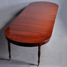 Antieke tafel / Franse coulissentafel ca. 1870 in mahonie 3,60 m lang (No.950456)