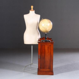 Antieke kast / Strak Engels mahonie nachtkastje ca.1860 met kleine opstand (No.681436)