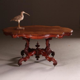 Antieke tafel / Grote Hollandse Spinpoottafel ca. 1860 massiefmahonie geschulpte rand. (No.541961)