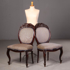 Antieke stoelen / Stel van 2 Hollandse kolossale Koloniale salonzetels in palissander ca. 1875 (No.541743)