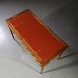 Kersenhouten schrijftafel of grote sidetable met rood leer ca. 1855 (No.913160)
