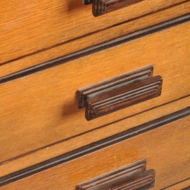 Antieke bureaus / Hollands eikenhouten Art Deco bureau ca. 1915 Echart Rotterdam met 9 laden (No.660932)