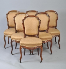 Antieke eetkamerstoelen / stel van 6 Hollandse palissander stoelen  ca. 1860 (No.87114)
