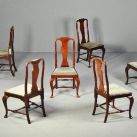Antieke stoelen / 6 Solide Engelse mahonie eetkamerstoelen ca. 1920 (No.123054)