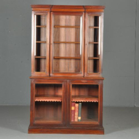 Antieke kast / bibliotheekkast met 5 beglaasde deuren ca. 1900 mahonie (No.402554)