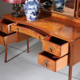 Engelse elegante Art Deco kaptafel met facet geslepen drieluik-spiegel ca 1920 (No.211910)