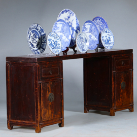 Smalle lange wandtafel of sideboard  prachtige patina ca 1890 (No.450350)