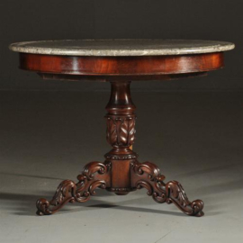 Antieke tafels / Ronde tafel met grijs geaderd marmer blad ca. 1820 Hollands (No.380963)