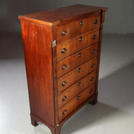 Antieke ladekasten / Hollandse Directoir Chiffoniere ca. 1800 in mahonie met bloemmahonie (No.820863)