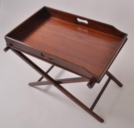 Antieke bijzettafels / Mahonie butler tray op schraag ca. 1890 (No.86456)