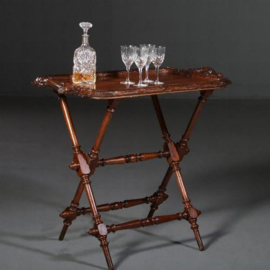 Antieke butlertray op inklapbaar onderstel ca. 1875 faux bois  (No.762415)