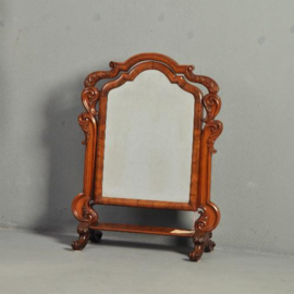 Antieke spiegels / Victoriaanse notenhouten toiletspiegel of kapspiegel ca. 1860 (No-801415)