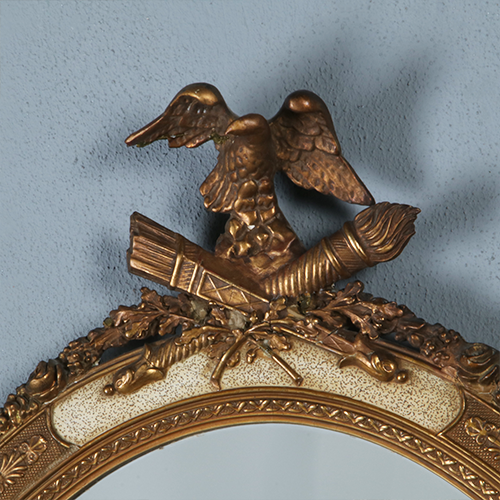 Ovale spiegel in goud met wit en met fraaie kroon Gebr. Koch ca. 1900 (No.290832) - 1,06 m. Hoog