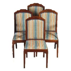 Antieke stoelen / stel van 4 zeer  comfortabele en zware mahonie Art Deco stoelen  ca. 1910 Hollands  (No.302741)