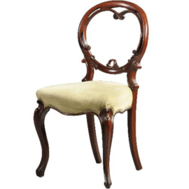 Antieke stoelen / Stel van 4 zeer fijn gestoken Victoriaanse stoelen ca. 1870 in lichte rib-velours (No.440312)