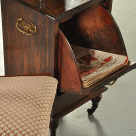 Antieke kast / Rijk ingelegd turfkastje waar lectuur of bladmuziek ook in past ca. 1875 (No.871252)