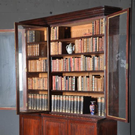 Antieke kast / Statige strakke boekenkast met 6 deuren ca. 1850 mahonie (No.402562)