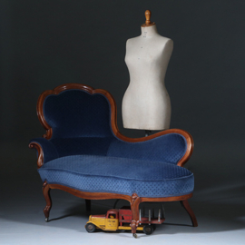 Elegante mahonie Willem III sofa met lavendelblauw velours (No.290805)#