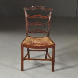 Antieke stoelen / stel van 8 mahonie ladderbacks vm Norman & Stacey 1910 bekleding naar wens (No.481843)