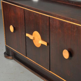 Antieke kast / Dressoir met bar achter de middelste deur ca. 1955 palissander en wenge (No.451943)