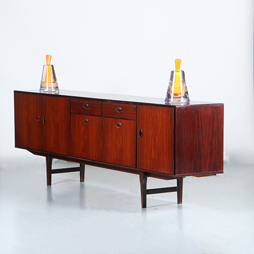 Vintage Dressoir door Fristho in palissander met grote bar  2 laden en 3 deuren ca 1965 (No.301860)