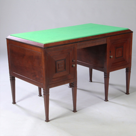 Art deco bureau schrijftafel in mahonie met groen schrijfblad ca 1915 laden achter deurtjes (No.962675)1