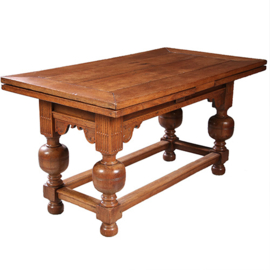 Lange smalle Renaissance tafel ca 1630 eikenhout met originele bladen tot 12 personen (No.922215)