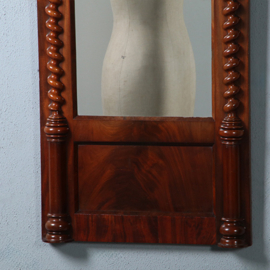 Biedermeier spiegel ca 1835 met onder en boven een bloemmahonie paneel getorste zuilen langszij (No.985587) - Hoogte 1,70 m